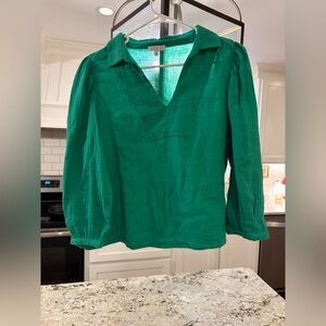 Lila li green puff sleeve top
